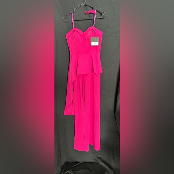 Mac Duggal 49878 NWT Vibrant Pink Strapless Jumpsuit -straps included - Picture 1 of 4